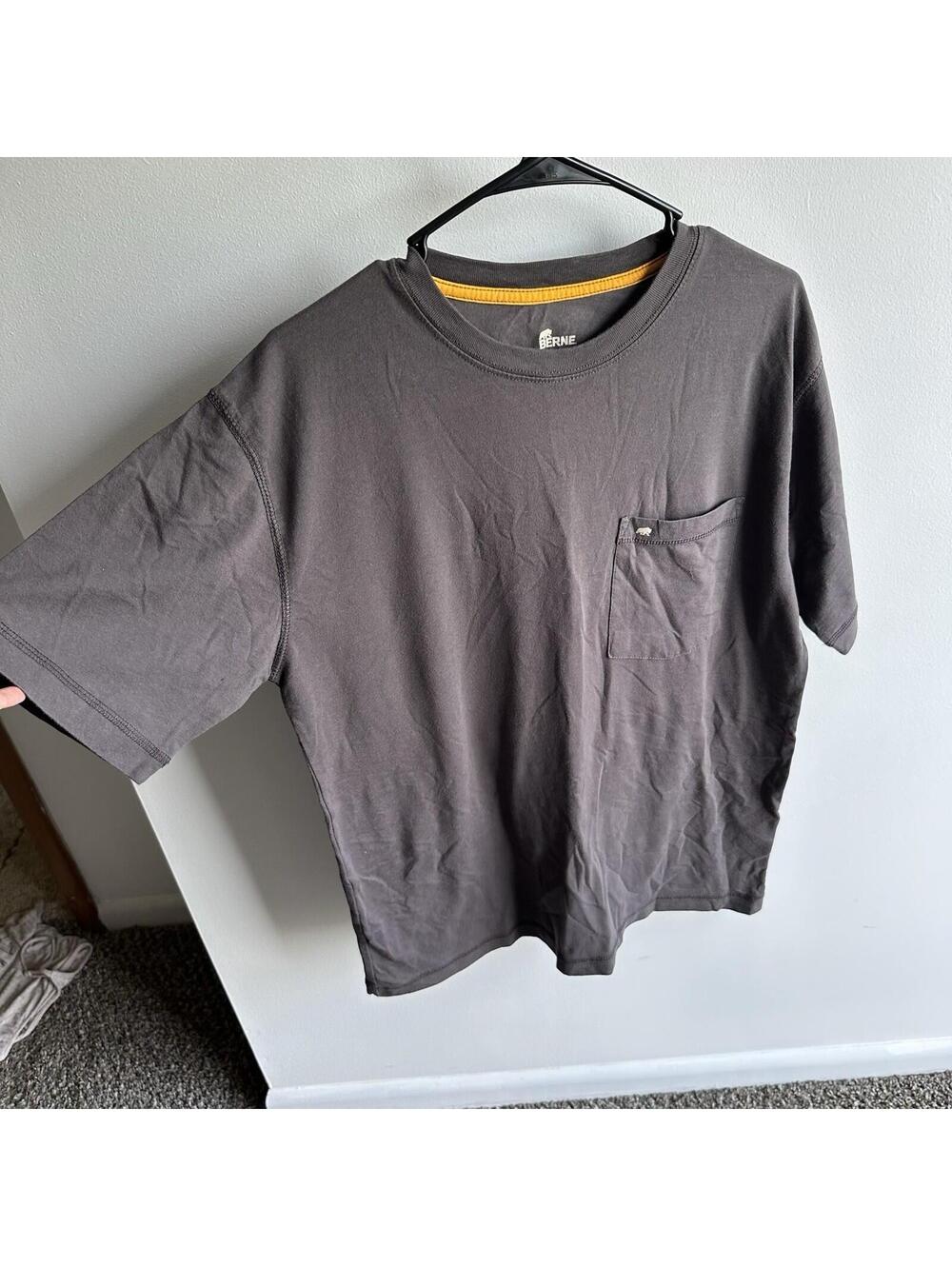 Berne Pocket T-Shirt Dark Gray Cotton Size Large